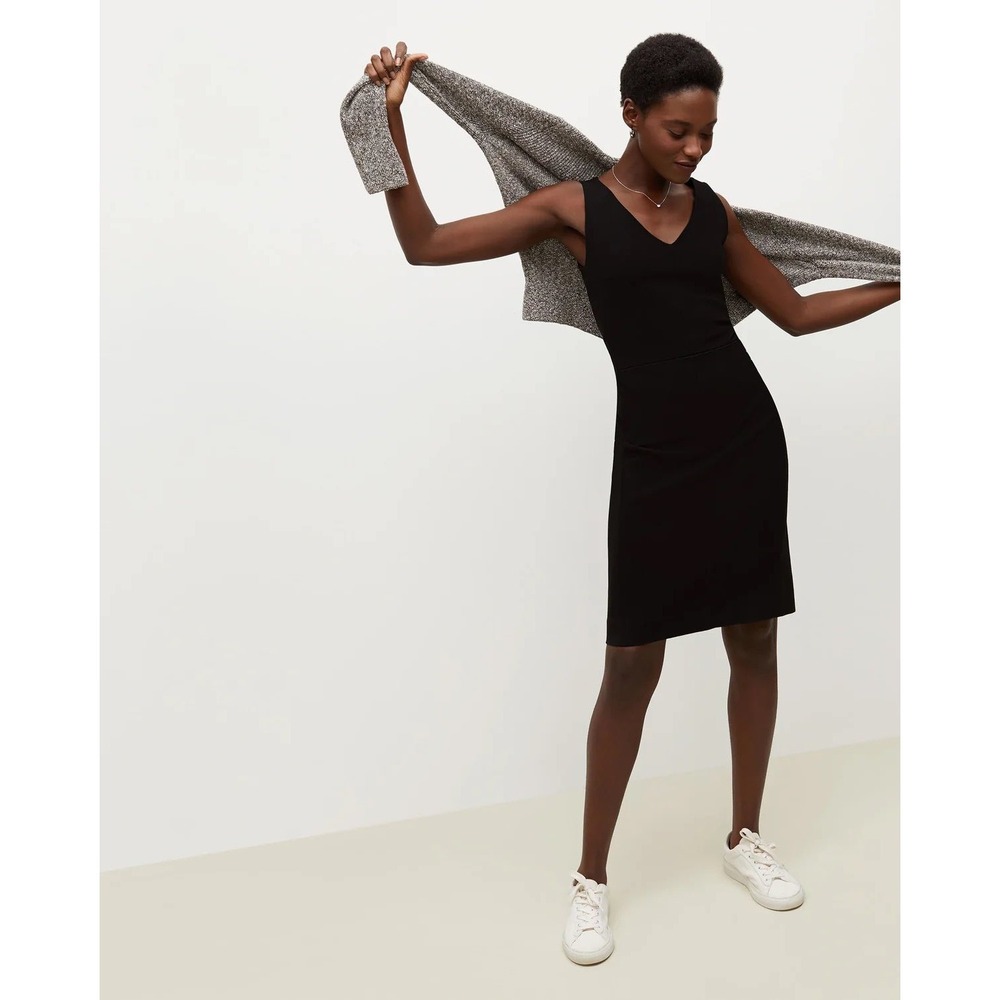 MM.LaFleur Rachel Dress Black V-Neck Sleeveless Sheath Ponte Knit Size 14 - Picture 10 of 12